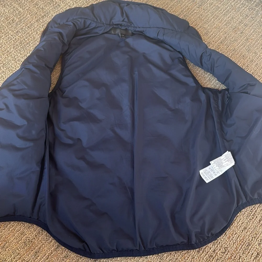 J. Crew Women’s Navy Blue Quilted DOWN Puffer Vest with Snap Pockets Zip-up